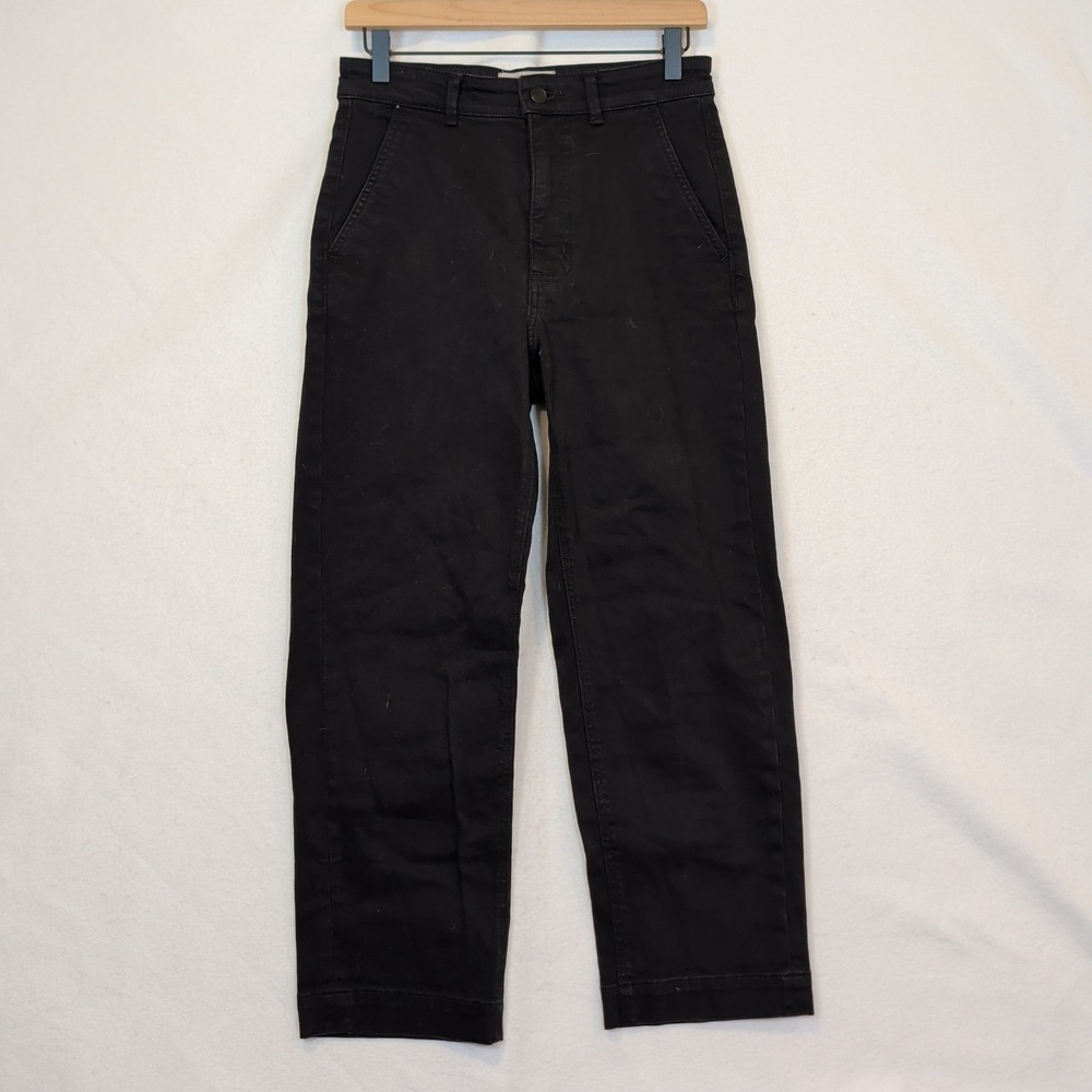 Everlane The Straight Leg Crop Pants Black High Rise Size 6 Regular Cotton Blend